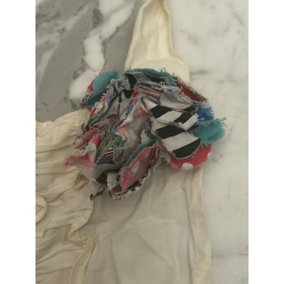 Anthropologie Pink White coral Tea and crumpets ruffle Apron Cotton Stitching - Picture 4 of 6